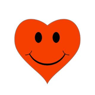 Orange Heart Smiley Face Stickers
