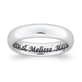 Ladies White Tungsten Polished Laser Inside Engraved Band, Size 10 Jewelry