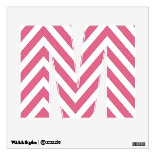 PINK CHEVRON PATTERN LETTER M WALL DECAL