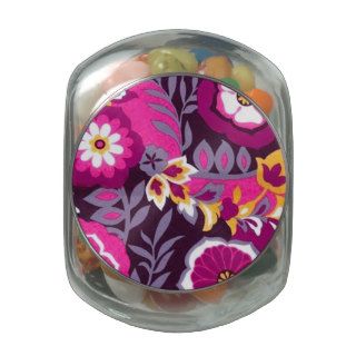 Cute Retro Pink Yellow Floral Vintage Glass Jar