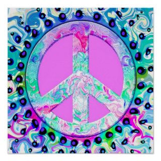 Psychedelic Peace Sign Abstract Posters