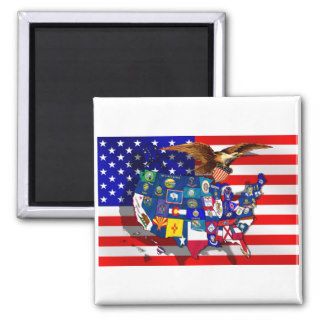 American Eagle US flag USA states flags of America Refrigerator Magnet