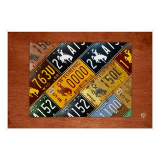 Wyoming State License Plate Map by Design Turnpike Print