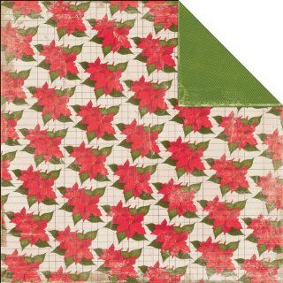 A Very Merry Christmas Double Sided Cardstock 12"X12" Poinsettia