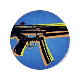 MP5 Sub Machine Gun on Blue Stickers