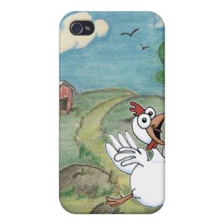 Cartoon chicken dancing in field. iPhone 4/4S case