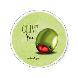 Green Olive you   I love you stickers