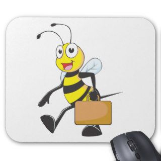 Cute Bee Cartoon Carry Attache Go to Work Office Mousepad