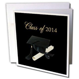 gc_172652_2 Beverly Turner Graduation Design   Graduation Cap and Diploma on Black, Class of 2014   Greeting Cards 12 Greeting Cards with envelopes 