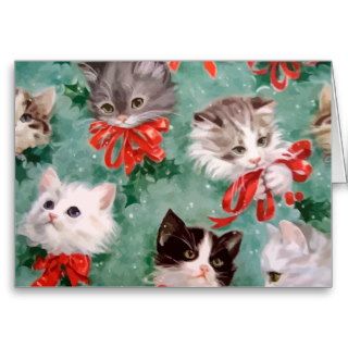 Vintage Christmas Cats Card