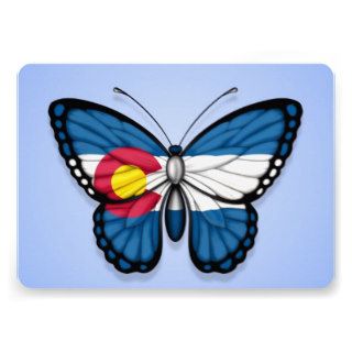 Colorado Butterfly Flag on Blue Personalized Announcement