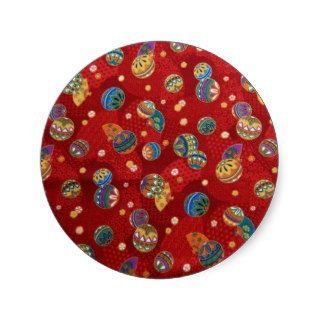 red temari balls round sticker