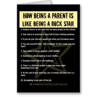 How Being a Parent is Like Being a Rock Star NOTE Card