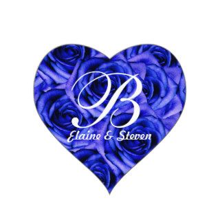 Monogram Letter B Blue Roses Sticker