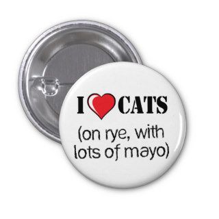 I Love Cats Pinback Buttons