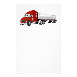 Semi Truck Red Silver Tanker Trailer Cartoon Custom Stationery
