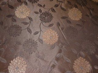Gold & Brown flowers on Chocolate Brown Upholstery Heavy Curtains Furnishing Brocade Fabric MADRID COLLECTION