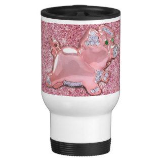 Cute Pink Pig glitter photo print & green emerald Coffee Mug
