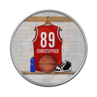 Personalized Red Basketball player team Jersey Jelly Belly Candy Tins