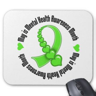 Heart Ribbon May is Mental Health Awareness Month Mouse Pads