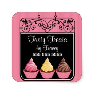 Cupcake Bakery Storefront Sign Square Stickers
