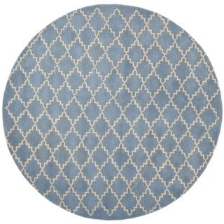 Safavieh Handmade Moroccan Chatham Blue Grey Wool Rug (7' Round) Safavieh Round/Oval/Square