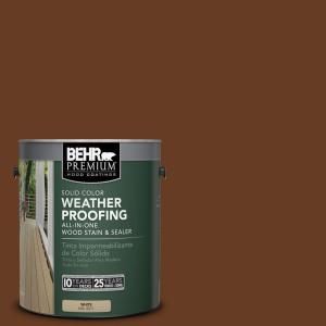 BEHR Premium 1 gal. #SC 110 Chestnut Solid Color Weatherproofing All In One Wood Stain and Sealer 501301