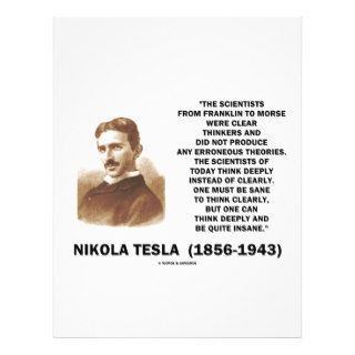 Nikola Tesla Clear Thinkers Sane To Think Clearly Personalized Flyer
