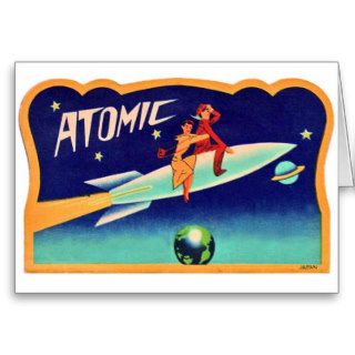 Vintage Retro Kitsch 50s Atomic Rocket to The Star Card