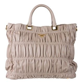 Prada Taupe Ruched Nappa Leather Tote Handbag Prada Designer Handbags