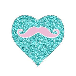 GIRLY PINK MUSTACHE ONTEAL GLITTER EFFECT STICKERS