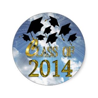 Flying Graduation Hats Class Of 2014 Stickers