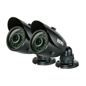 Revo Wired 700 TVL Indoor/Outdoor Bullet Surveillance Camera with 100 ft. Night Vision and BNC Conversion Kit (2 Pack) RCBS30 3BNDL2N