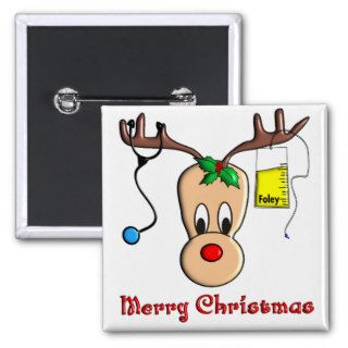 Nurse Christmas Reindeer Gifts Pinback Buttons