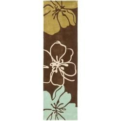 Handmade Avant garde Gardens Brown Rug (2'3 x 8') Safavieh Runner Rugs