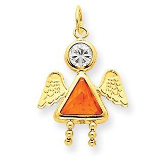 14k Yellow Gold November Girl Angel Birthstone Charm. Metal Wt  0.34g Jewelry
