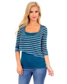 G2 Fashion Square Women's Striped Layered Top(TOP CAS, DGN S)