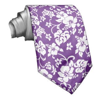 Purple Retro Hawaiian Print Tie