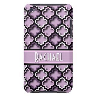 Your Name Pink Purple Chic Quatrefoil Pattern Apple Ipodtouch Case