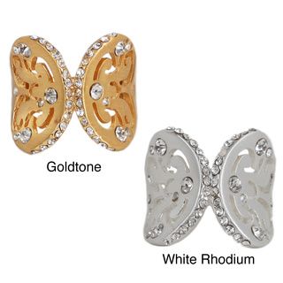 Nexte 14k Gold Overlay Rhinestone Merging Wings Ring with Bonus White Rhodium Ring NEXTE Jewelry Crystal, Glass & Bead Rings