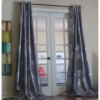 Liliana Grommet With Silver Metallic Pattern 96 inch Curtain Panel Curtains