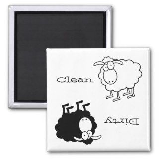Black and white sheep Clean Dirty Magnet