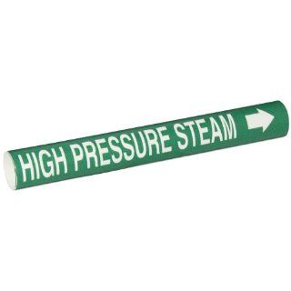 Brady 4331 B White on Green, Snap On Pipe Marker, Legend "High Pressure Steam" Industrial Pipe Markers