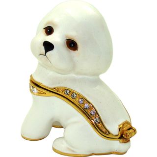 Objet d'art 'Bichon Frise' Dog Trinket Box Collectible Figurines