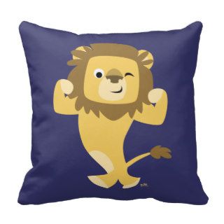 Cute Strong Cartoon Lion Throw Pillow