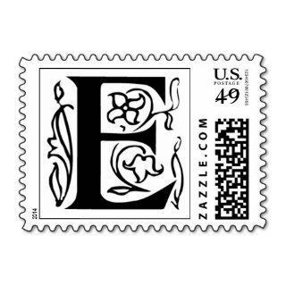 Letter E Fancy Initial Postage Stamps