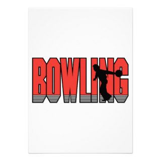 bowling text silhouette design custom invitations