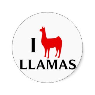 I Love Llamas Round Sticker
