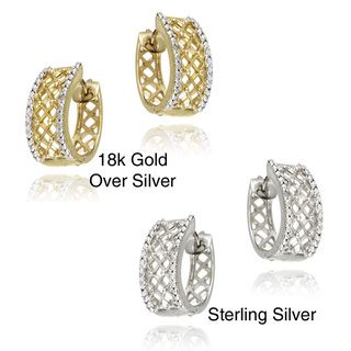 DB Designs 18k Gold over Silver Crescent Diamond Accent Hoop Earrings DB Designs Diamond Earrings