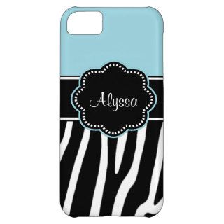 Blue Zebra Print Personalized iPhone 5C Cases